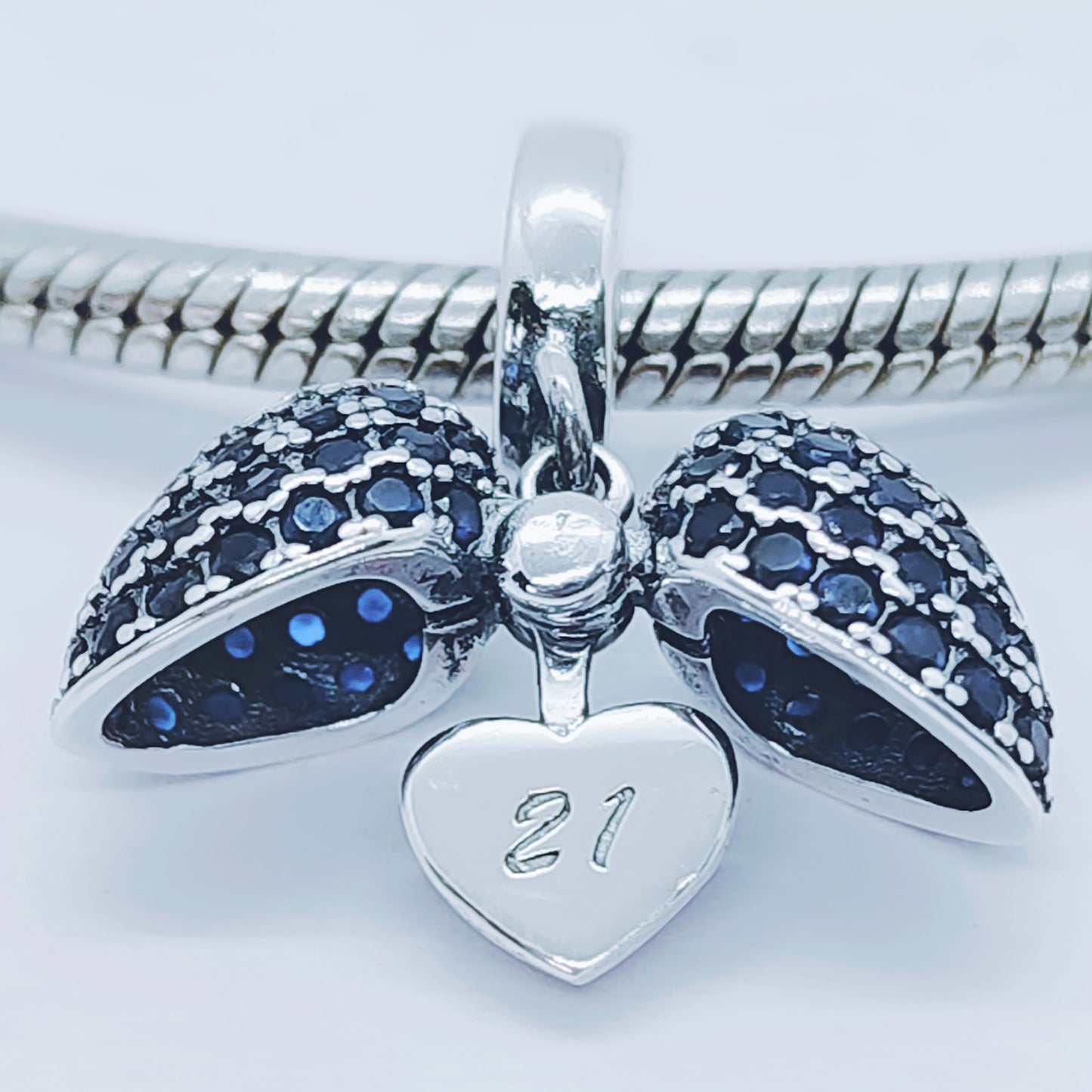 21st Birthday Necklace. Pendant fits Pandora Bracelet. 21 Age Necklace. Available in 4 colours