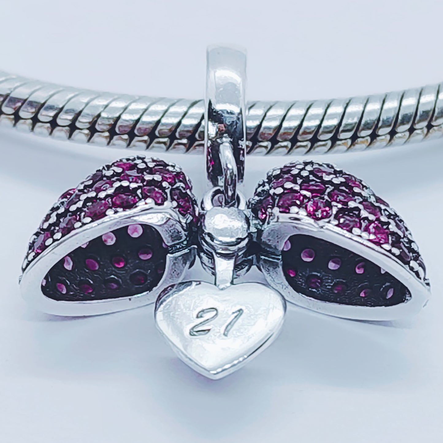 21st Birthday Necklace. Pendant fits Pandora Bracelet. 21 Age Necklace. Available in 4 colours