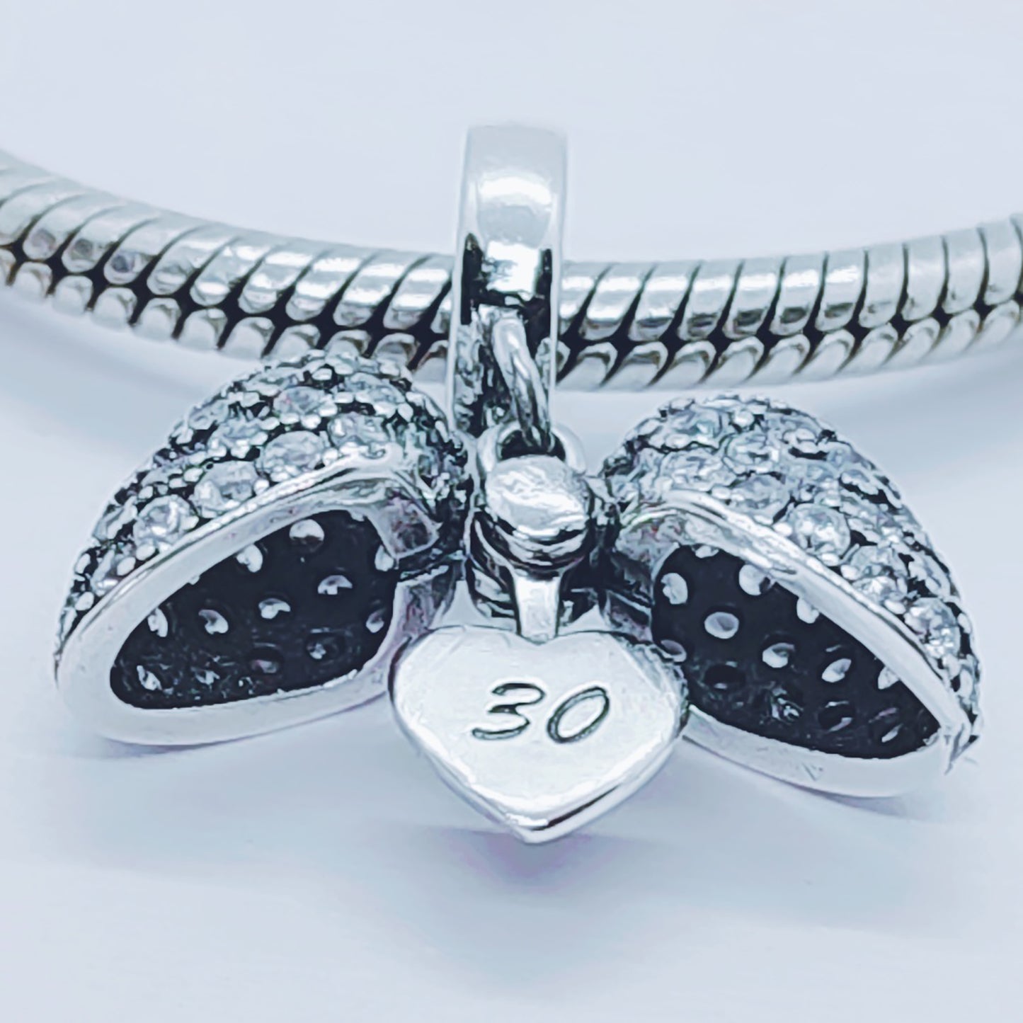 30th Birthday Charm Pendant for Pandora Bracelet or Necklace.  30 Age Charm