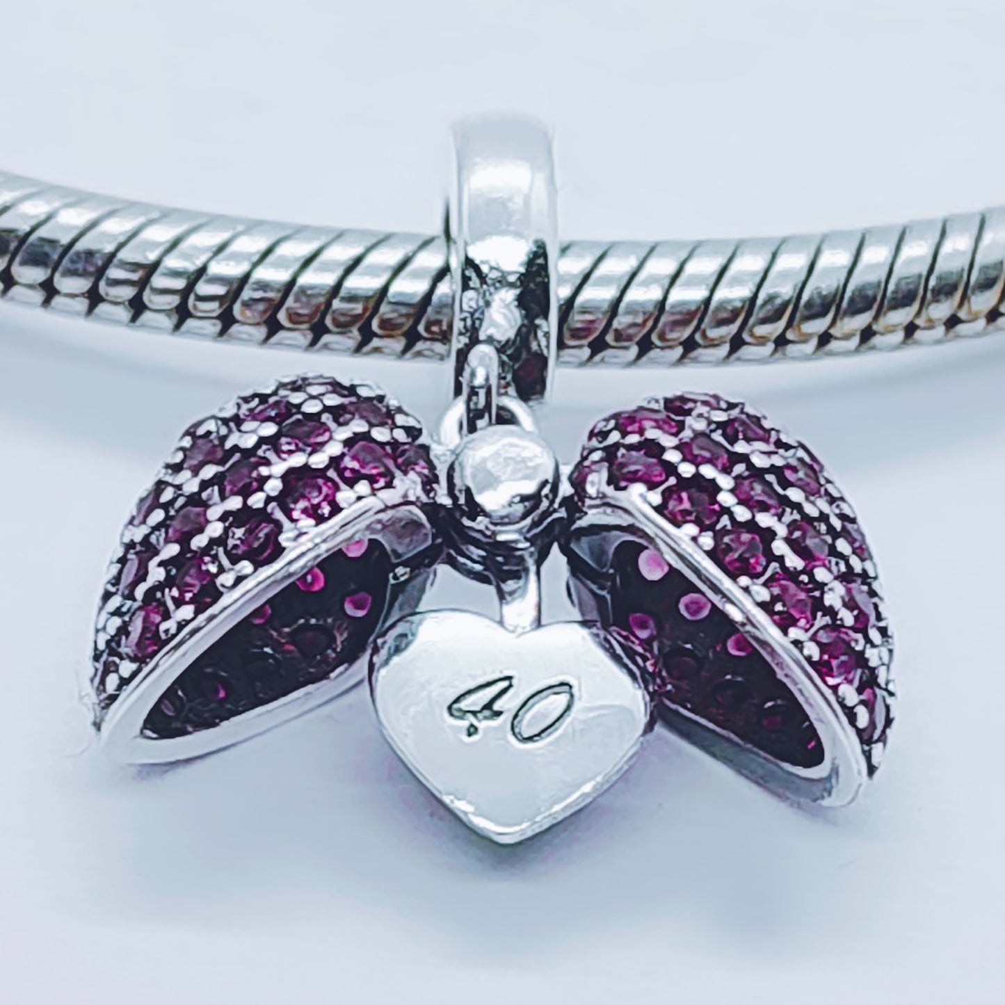 40th Birthday Necklace. Pendant also fits Pandora Bracelet.  40 Age Necklace available in 4 colours