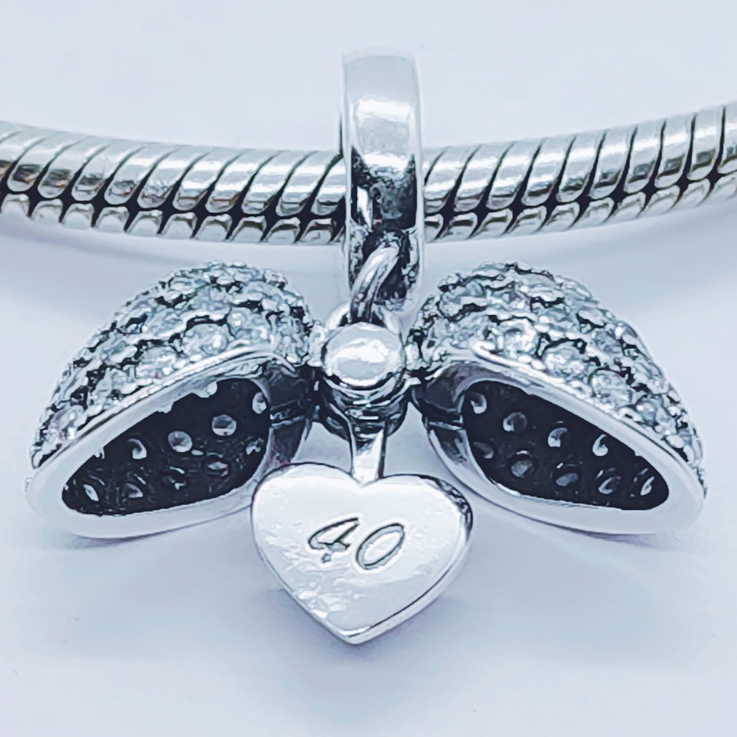 40th Birthday Charm Pendant for Pandora Bracelet or Necklace.  40 Age Charm