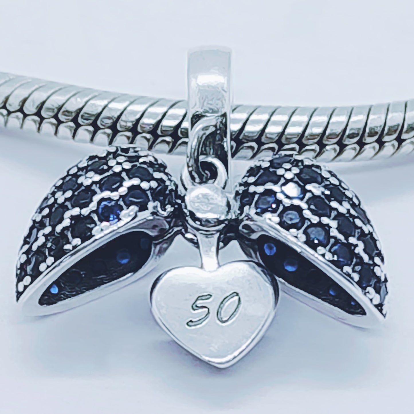 50th Birthday Necklace. Pendant also fits Pandora Bracelet.  50 Age Necklace available in 4 colours