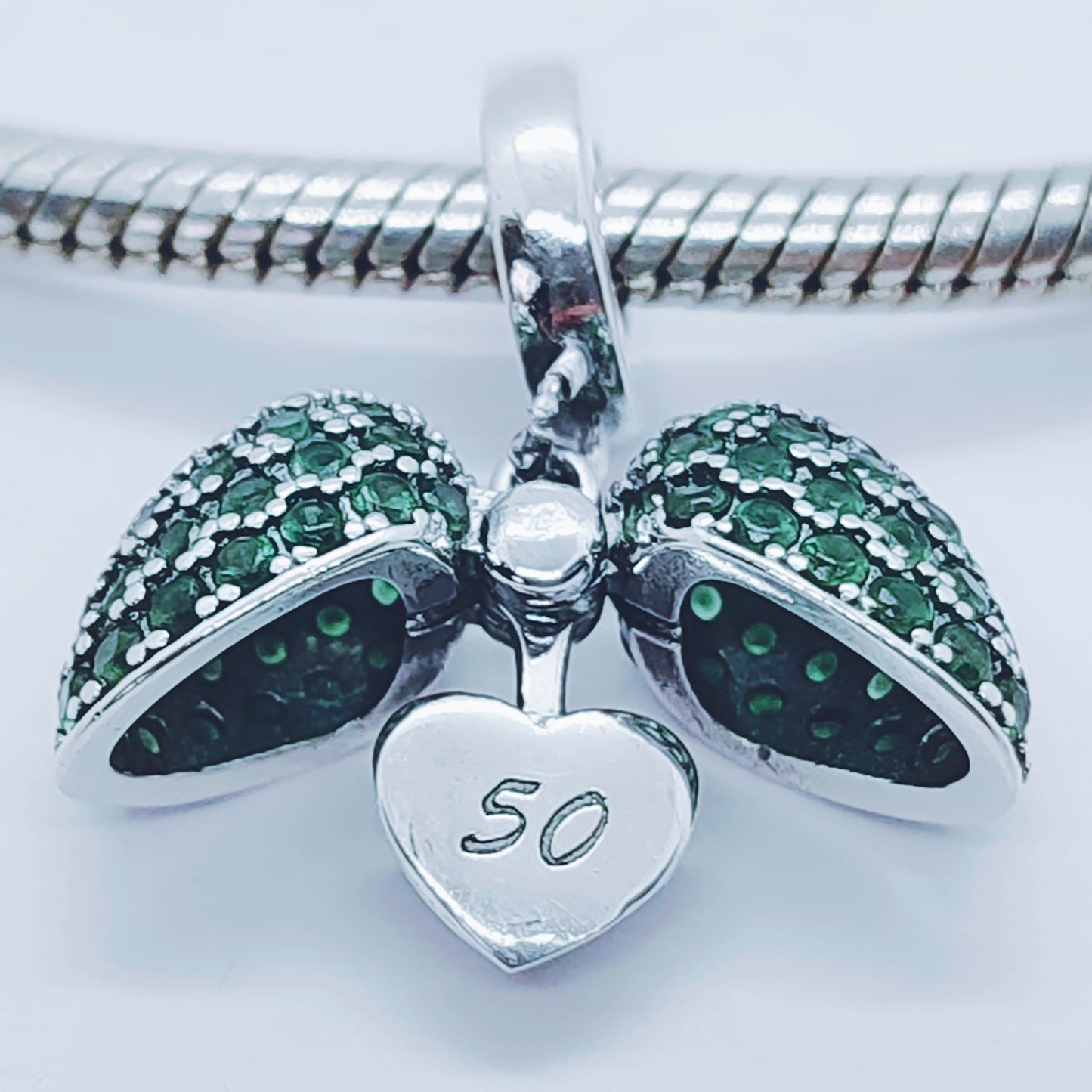 50th Birthday Necklace. Pendant also fits Pandora Bracelet.  50 Age Necklace available in 4 colours