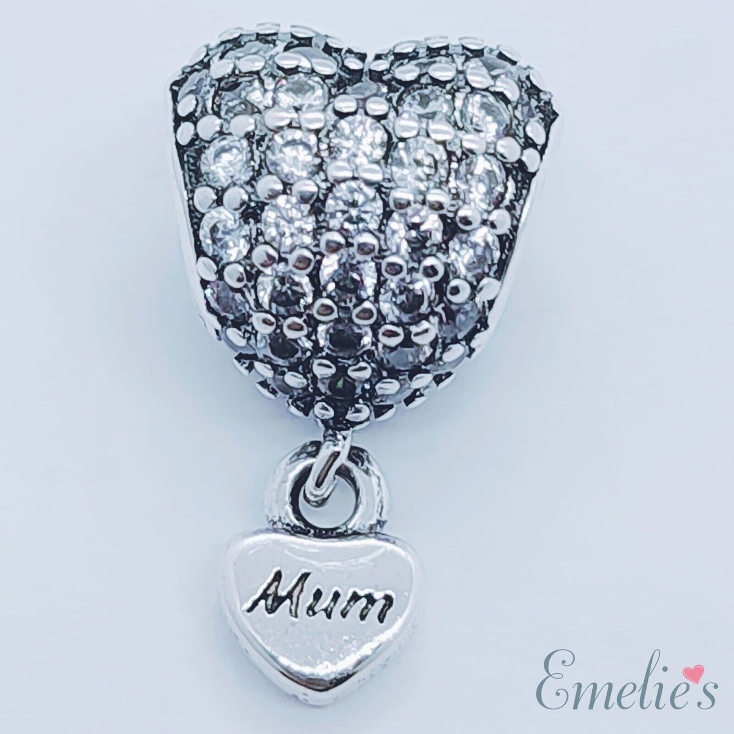 Mum Charm for Pandora Bracelet. Crystal 925 Sterling Silver. Mother, Mum Gift