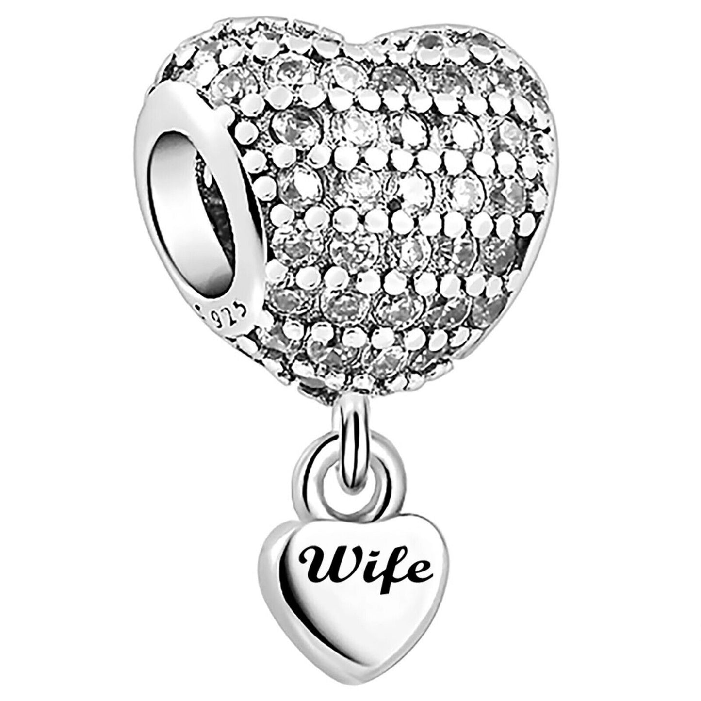 Wife Charm for Pandora Bracelet. I Love You Wife Charm Gift