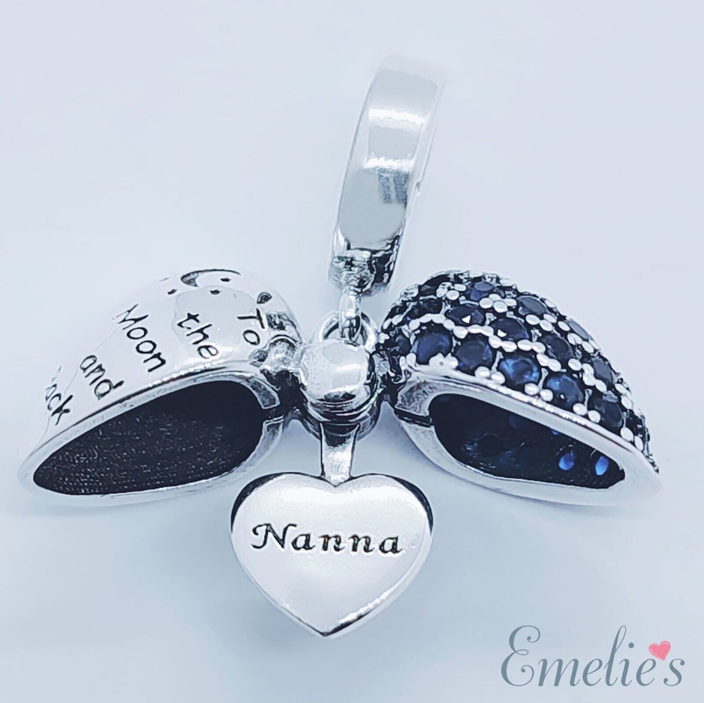 Nanna I Love You to the Moon and Back Charm for Pandora Bracelet. Sterling Silver