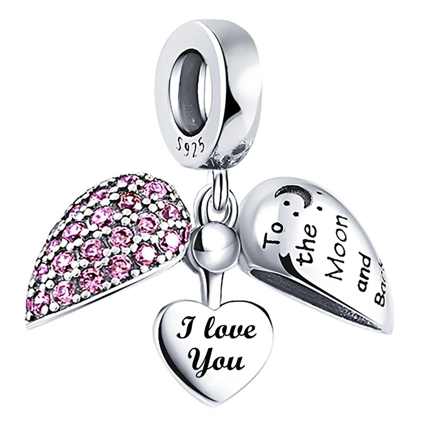 I Love You Charm for Pandora Bracelet or Necklace. Locket Charm