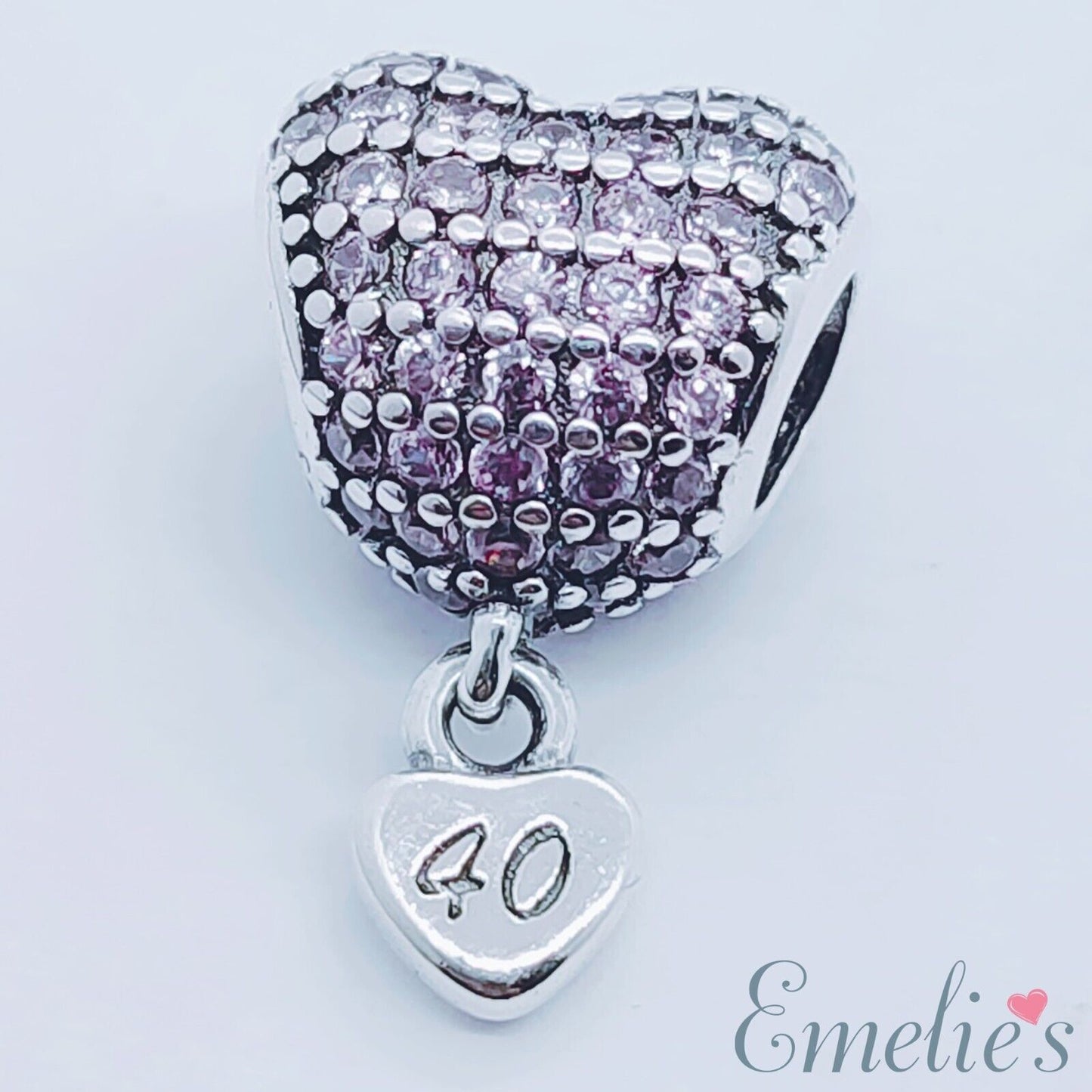 40 Birthday Charm for Pandora Bracelet. 40th Birthday Sterling Silver Charm