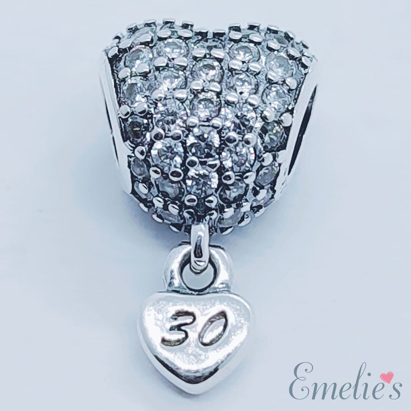 30th Charm for Pandora Bracelet. 30 Birthday Age Sterling Silver Charm