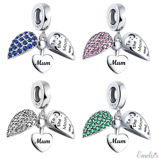 Mum Moon and Stars Heart Pandora Charm