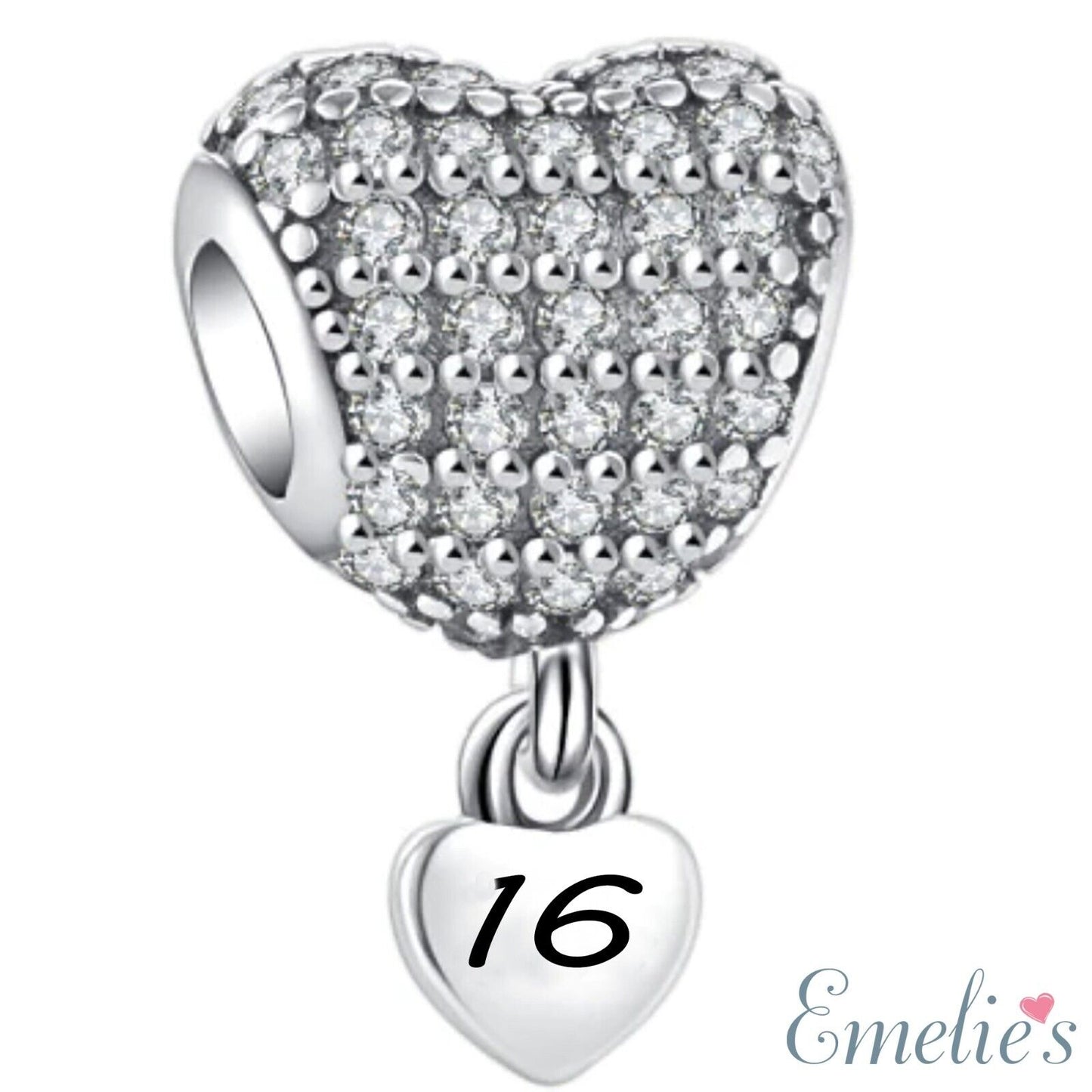 16 Birthday Charm for Pandora Bracelet. 16th Birthday Sterling Silver Charm