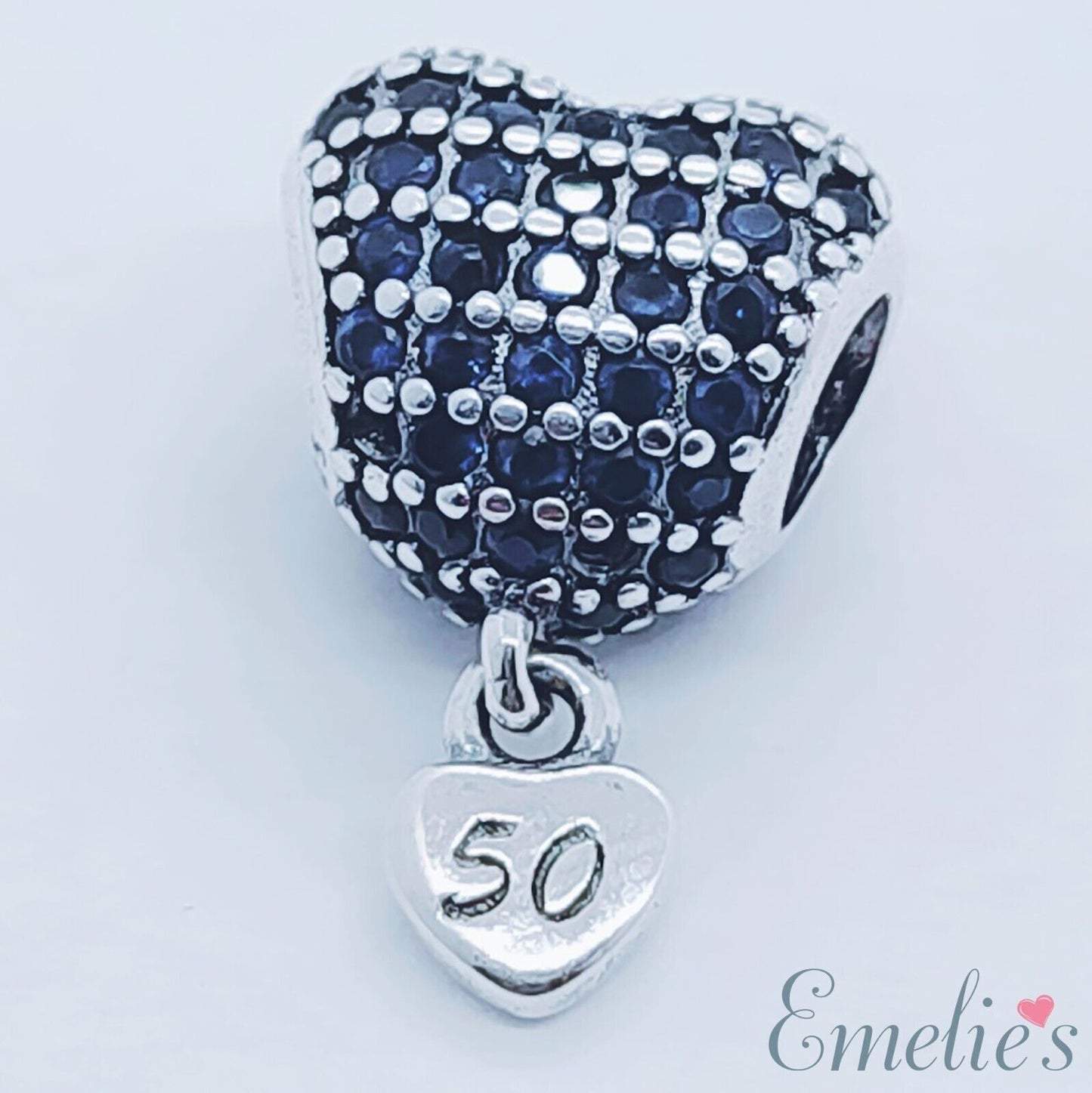 50 Birthday Charm for Pandora Bracelet. 50th Birthday Sterling Silver Charm