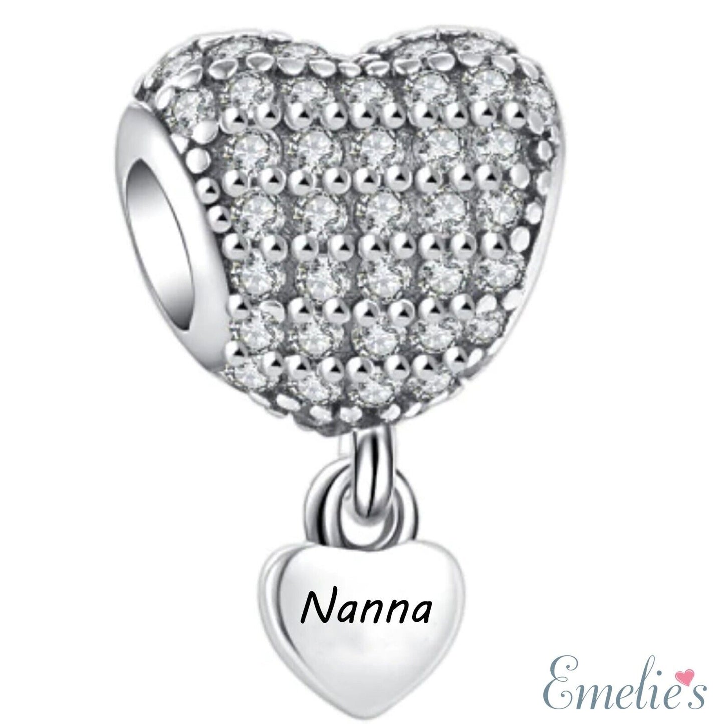 Nanna Charm for Pandora Bracelet. Crystal 925 Sterling Silver. Nanna Gift