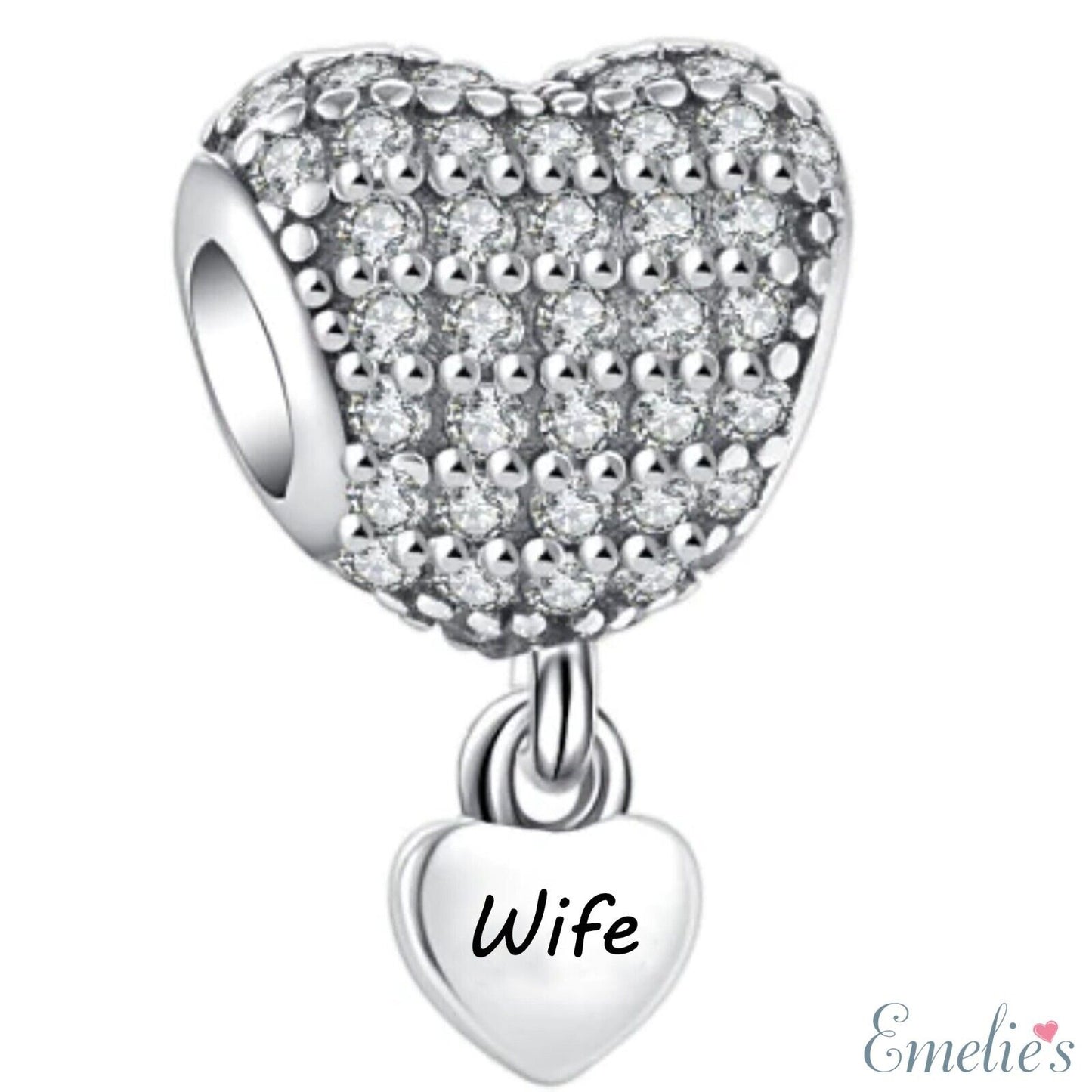 Wife Charm for Pandora Bracelet. I Love You Wife Charm Gift