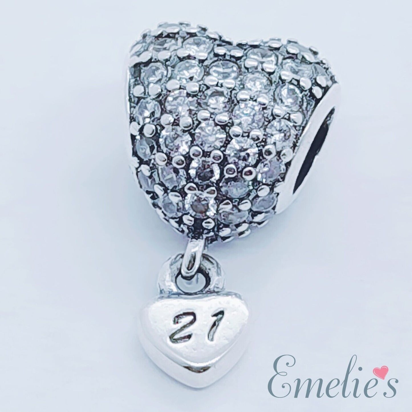 21 Birthday Charm for Pandora Bracelet. 21st Birthday Sterling Silver Charm