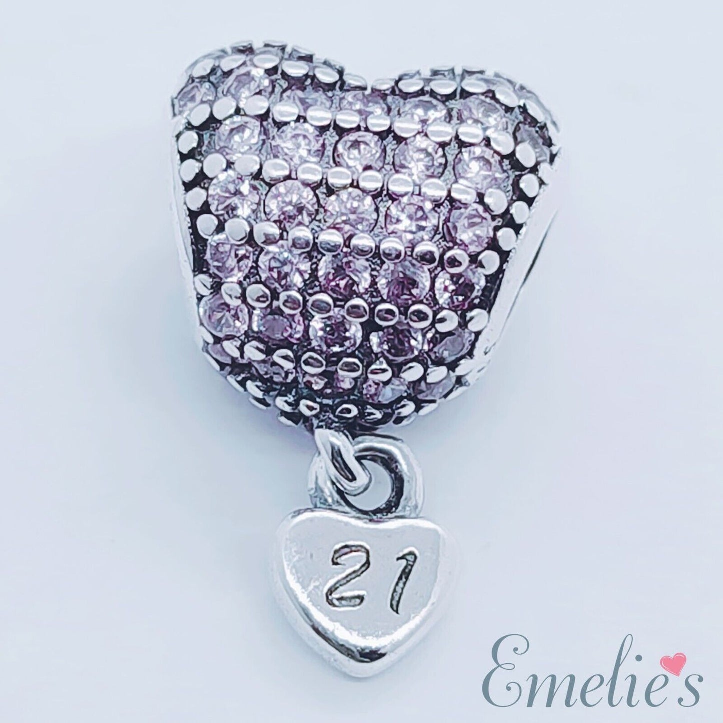 21 Birthday Charm for Pandora Bracelet. 21st Birthday Sterling Silver Charm