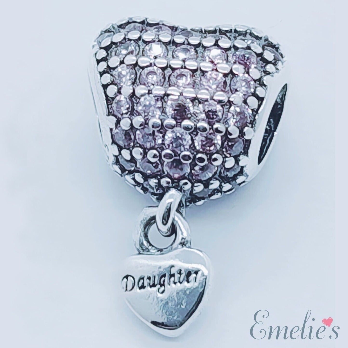 Daughter Charm for Pandora Bracelet. Crystal 925 Sterling Silver. Daughter Gift