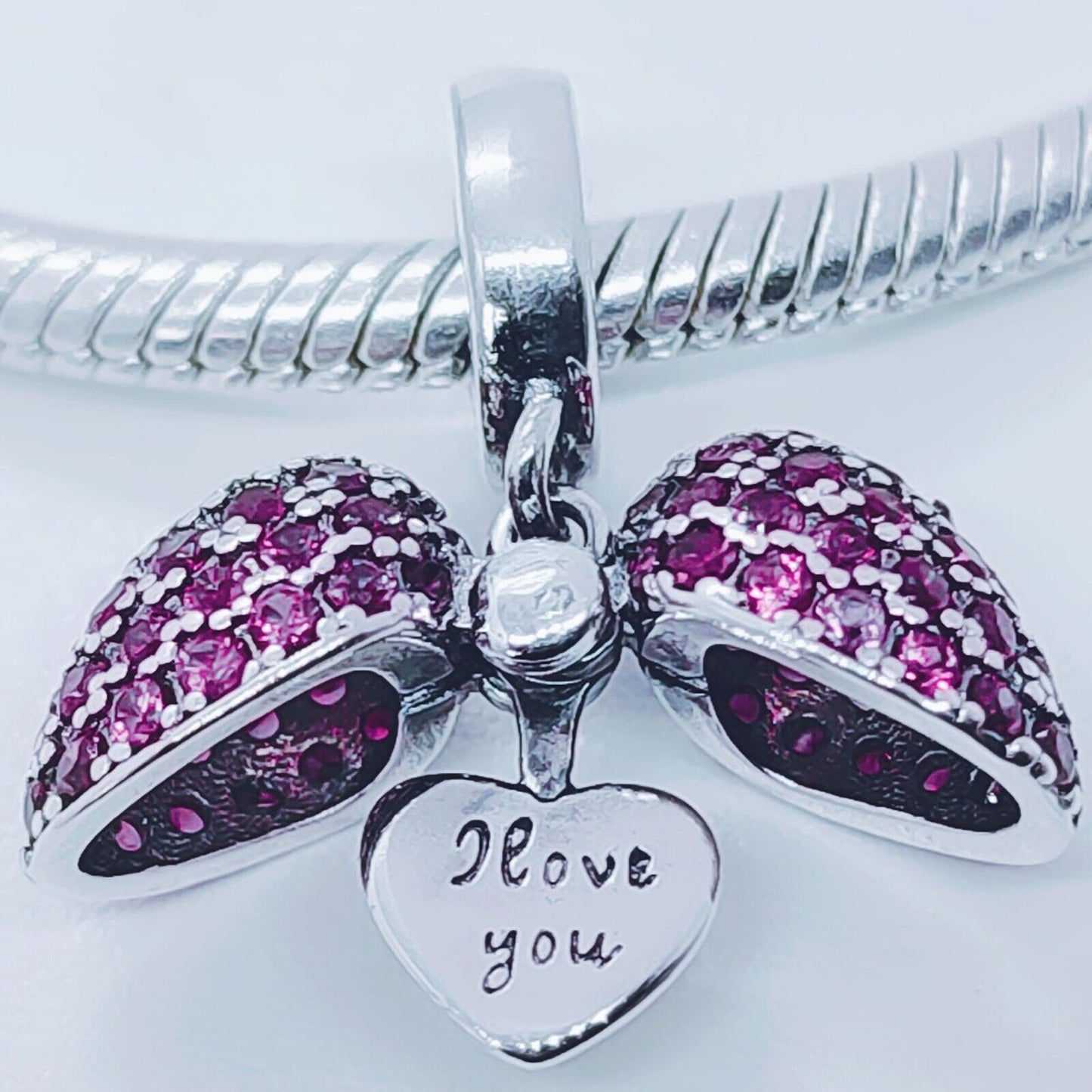 Wife Heart Charm Locket for Pandora Bracelet or Necklace. 925 Sterling Silver