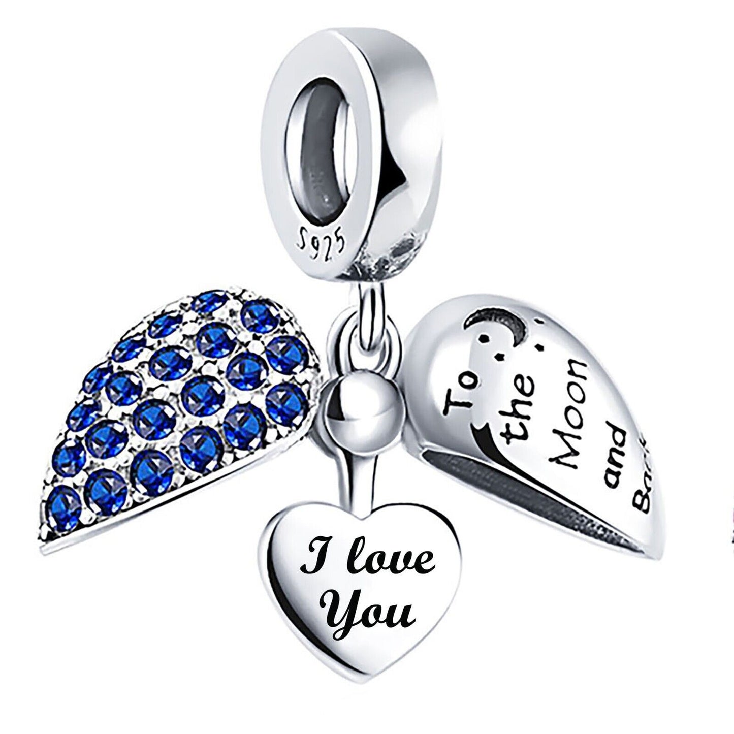 I Love You Charm for Pandora Bracelet or Necklace. Locket Charm