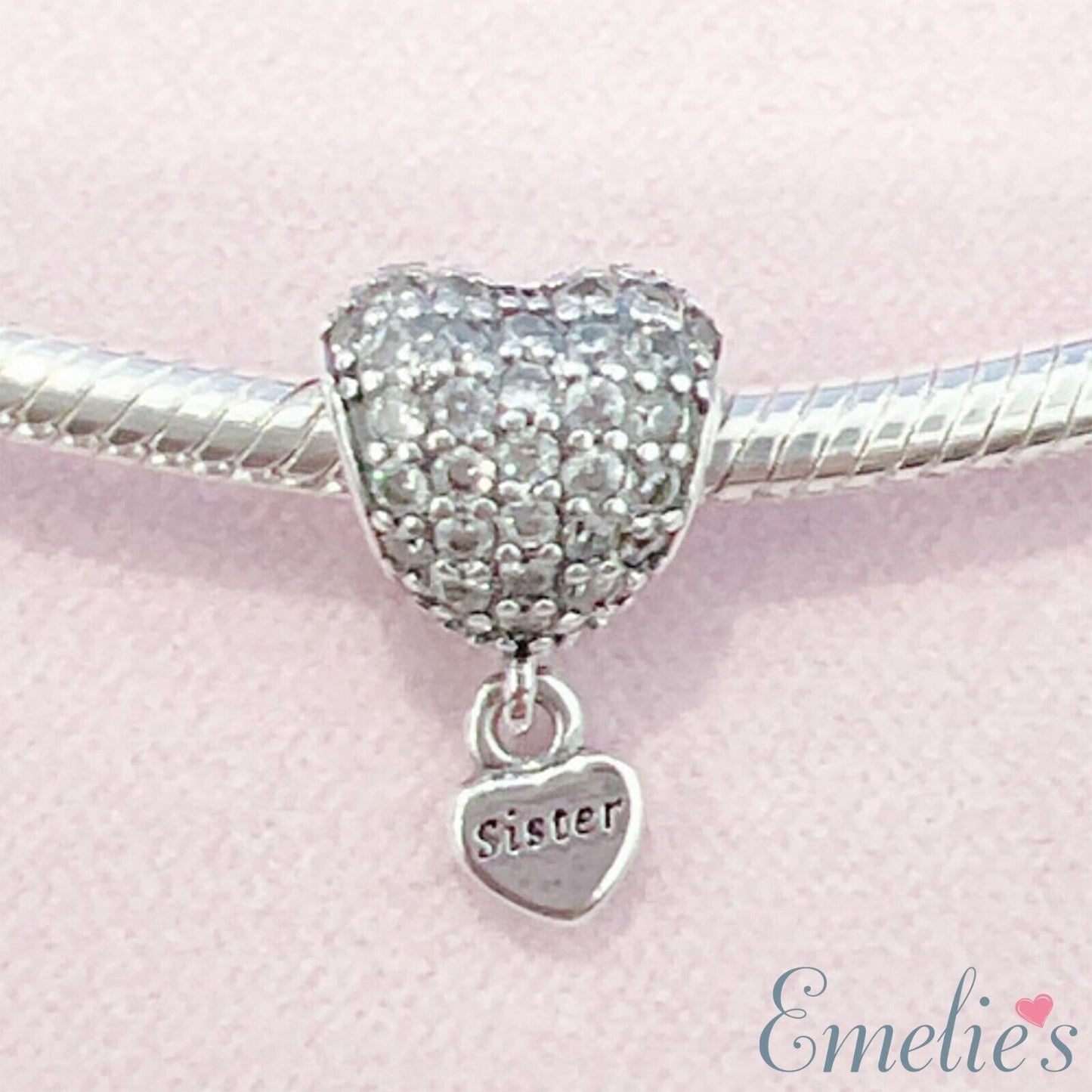 Sister Charm for Pandora Bracelet. Crystal 925 Sterling Silver. Sister Gift