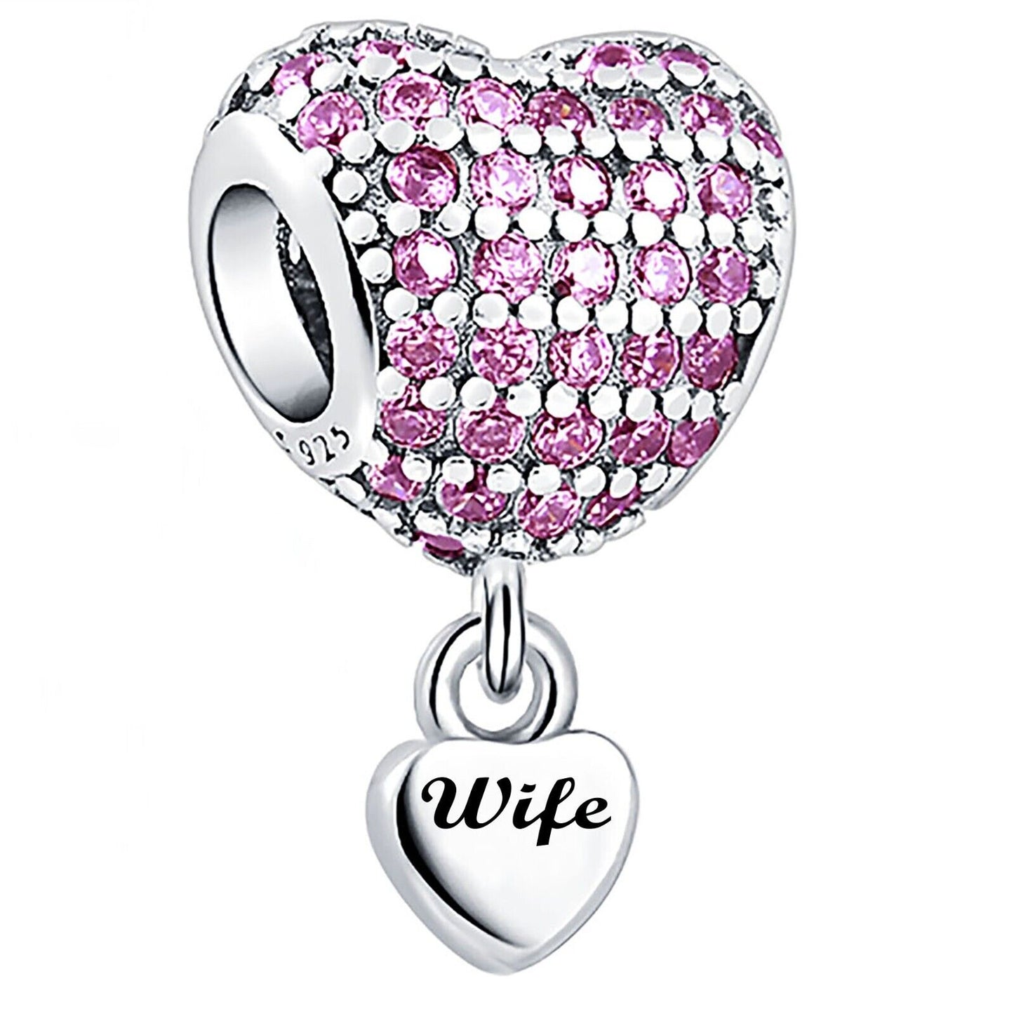 Wife Charm for Pandora Bracelet. I Love You Wife Charm Gift