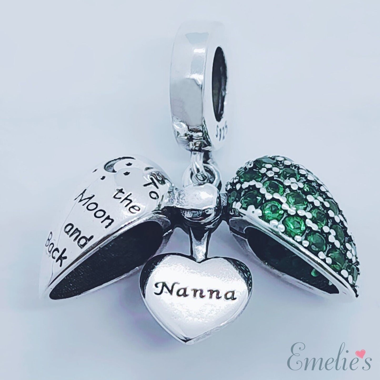 Nanna I Love You to the Moon and Back Charm for Pandora Bracelet. Sterling Silver