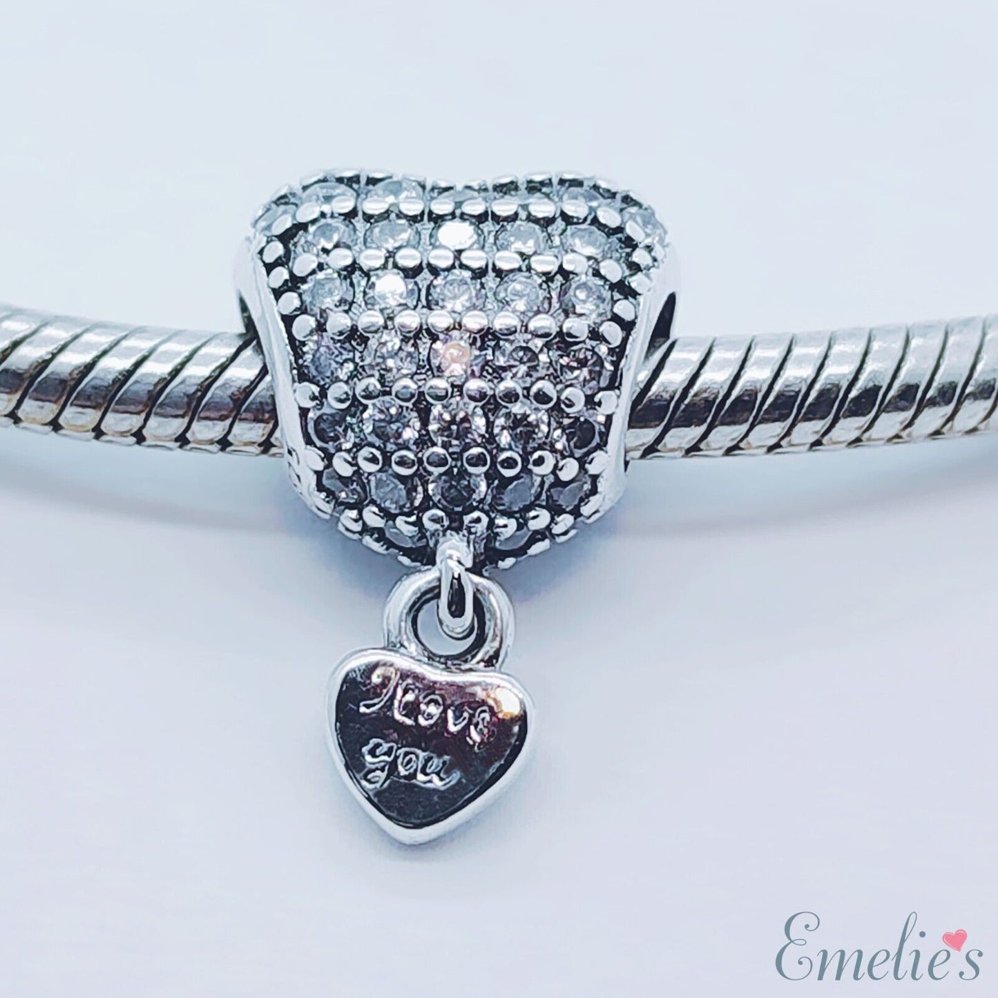 I Love You Heart Charm for Pandora Bracelet. Sterling Silver I Love You Gift