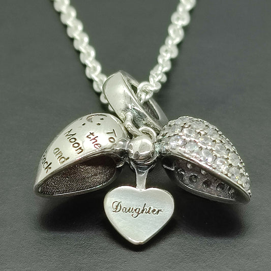 Daughter I Love You Heart Necklace. Pendant also fits Pandora Bracelet.  Available in 4 colours