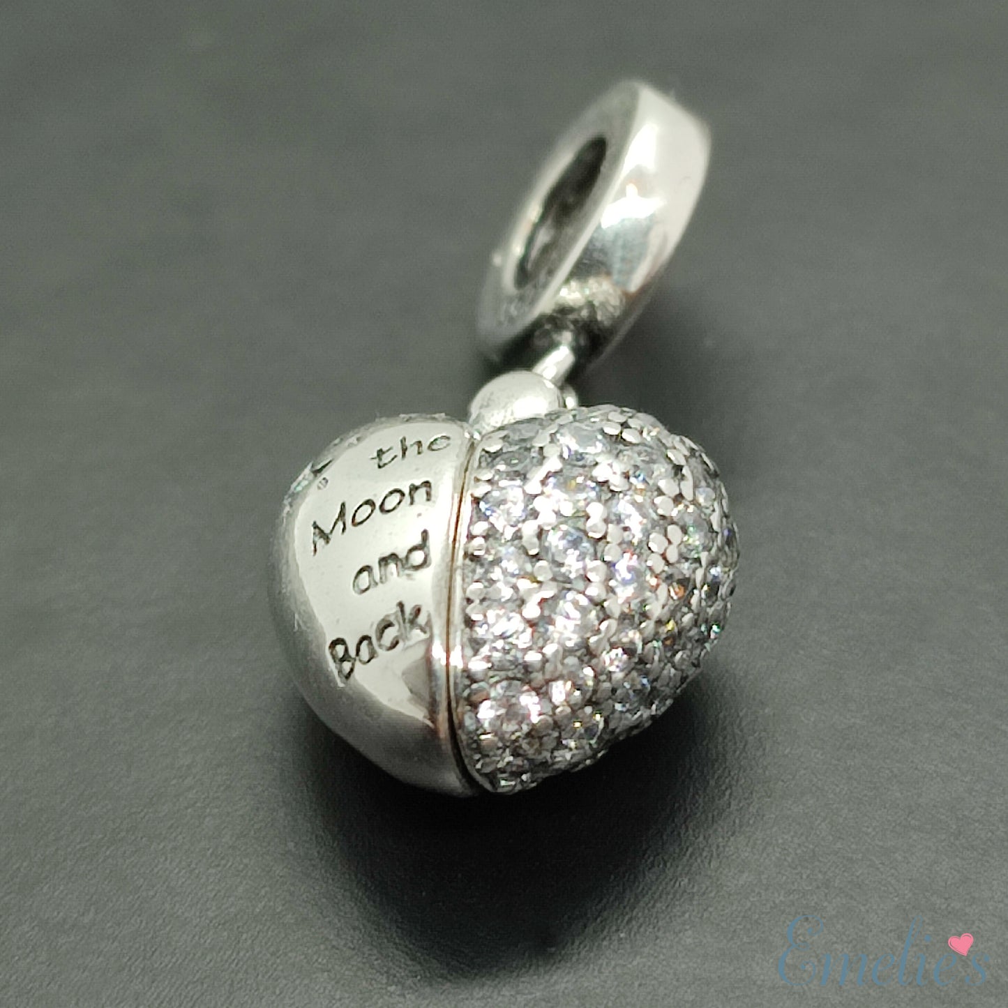 I Love You To The Moon and Back Heart Pendant and Necklace. Pendant also fits Pandora Bracelet.  Available in 4 colours