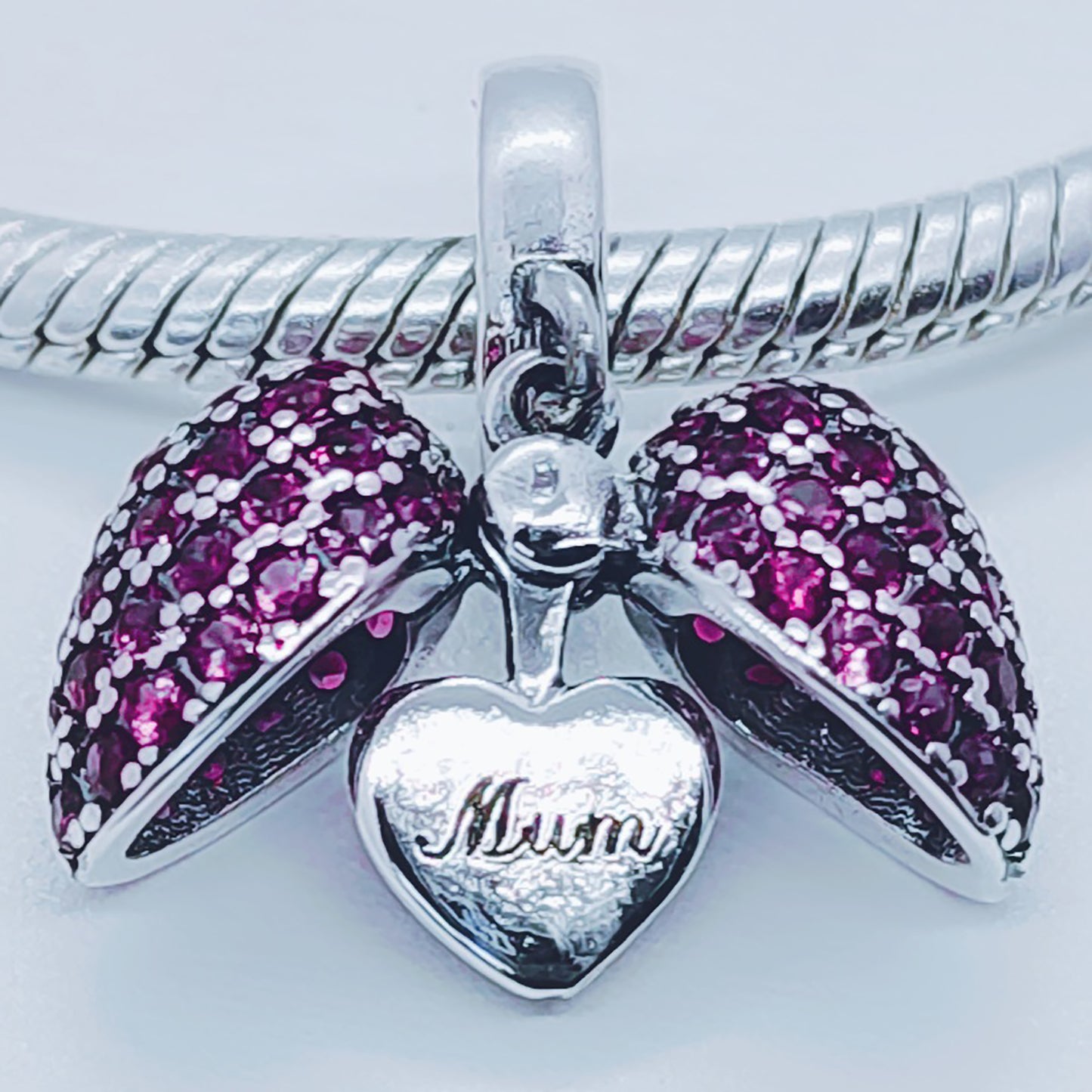 Mum I Love You Heart Necklace. Pendant also fits Pandora Bracelet.  Available in 4 colours