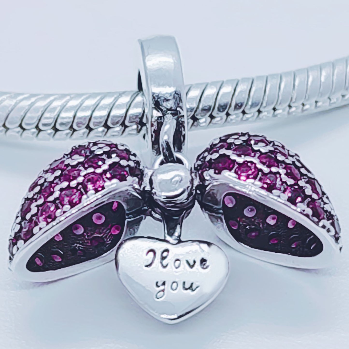 I Love You Heart Necklace. Pendant also fits Pandora Bracelet.  Available in 4 colours